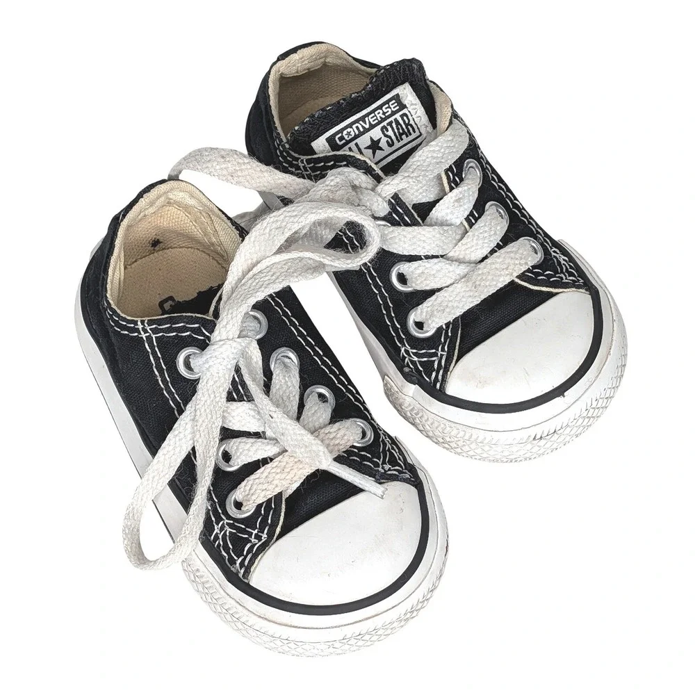 Converse Chuck Taylor All Star Toddler Low Top Sneakers Black White Size 4 Kids